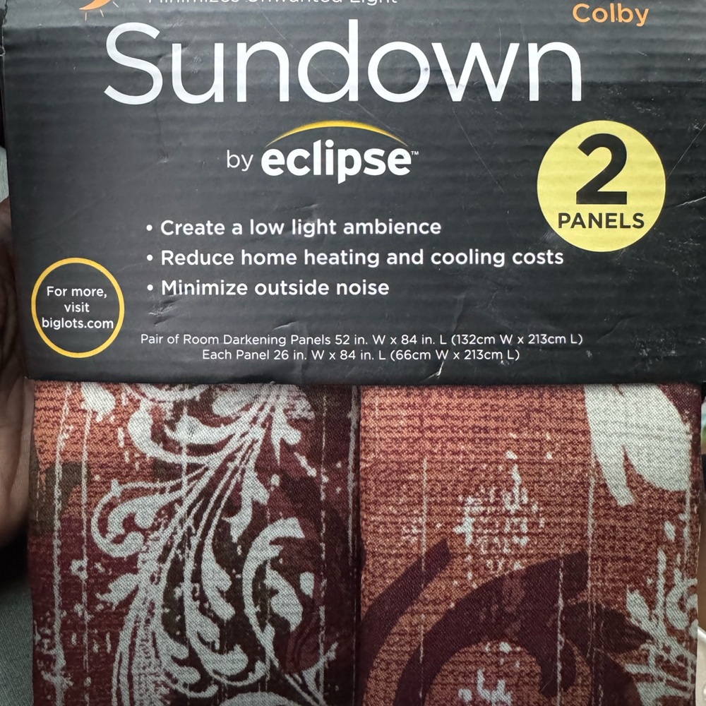 2 -84 in Eclipse Colby Room Darkening Panels in Rich Brown and Cream